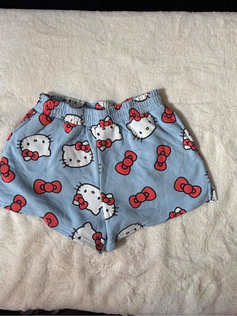 Sanrio Light Blue Hello Kitty Print Shorts with Red Bows
